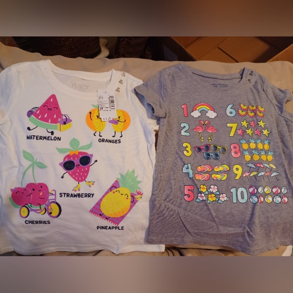 The Children's Place White and Gray Graphic Tees
